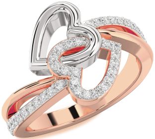Diamond White Rose Gold Heart Ring