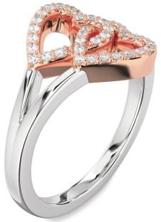 Diamond Silver & 10K Rose Gold Heart Ring