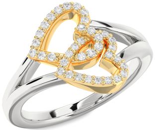 Diamond Silver & 10K gold Heart Ring
