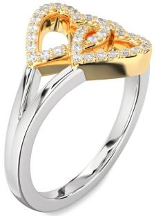 Diamond Silver & 10K gold Heart Ring