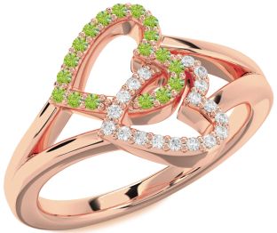 Diamond & Peridot Rose Gold Heart Promise Ring
