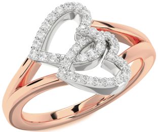 Diamond White Rose Gold Heart Ring