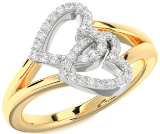 Diamond White Yellow Gold Heart Ring