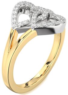 Diamond White Yellow Gold Heart Ring