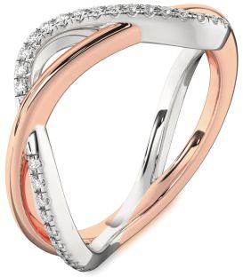 Diamond Silver & 10K Rose Gold Infinity Ring