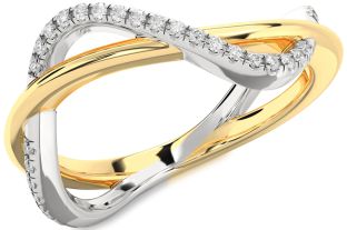Diamond White Yellow Gold Infinity Ring