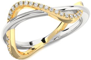 Diamond White Yellow Gold Infinity Ring
