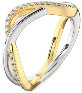 Diamond White Yellow Gold Infinity Ring