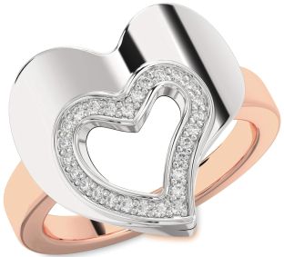 Diamond White Rose Gold Heart Ring