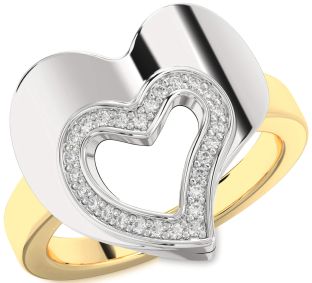 Diamond Platinum & Yellow Gold Heart Ring