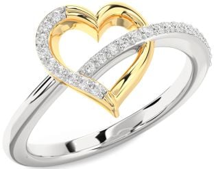 Diamond Silver & 10K gold Heart Ring