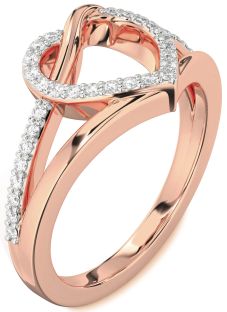Diamond Rose Gold Heart Ring