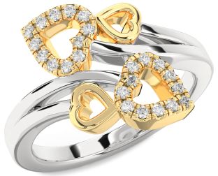 Diamond Silver & 10K gold Heart Ring