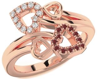 Diamond & Garnet Rose Gold Heart Promise Ring
