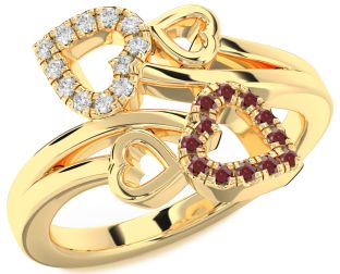 Diamond & Garnet Gold Heart Promise Ring