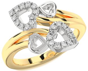 Diamond White Yellow Gold Heart Ring