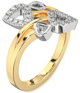 Diamond White Yellow Gold Heart Ring