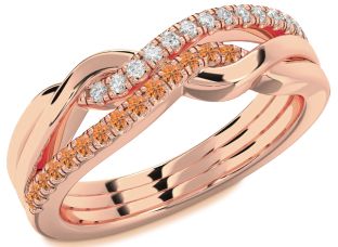 Diamond & Citrine Rose Gold Infinity Round Promise Ring