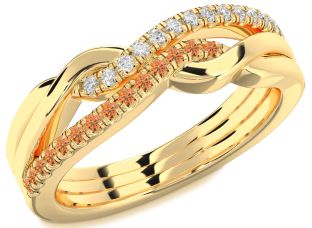 Diamond & Citrine Gold Infinity Round Promise Ring