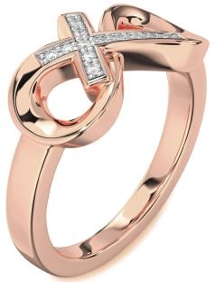 Diamond Rose Gold Infinity Cross Ring