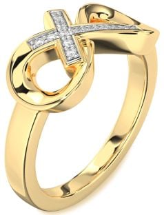 Diamond Gold Infinity Cross Ring