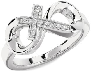 Diamond White Gold Infinity Cross Ring