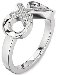 Diamond White Gold Infinity Cross Ring