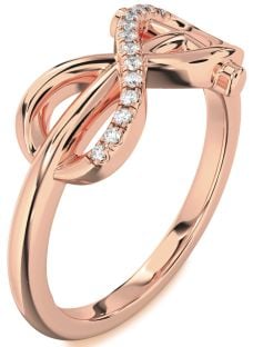 Diamond Rose Gold Infinity Cross Ring