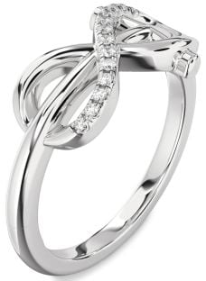 Diamond White Gold Infinity Cross Ring