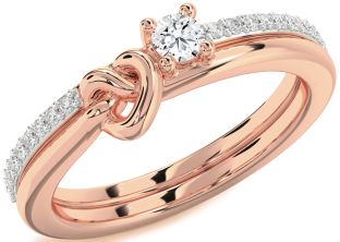 Diamond Rose Gold Heart Knot Promise Ring