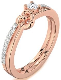 Diamond Rose Gold Heart Knot Promise Ring
