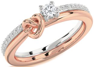 Diamond White Rose Gold Heart Knot Promise Ring