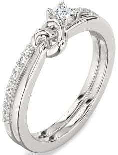 Diamond Platinum Heart Knot Promise Ring