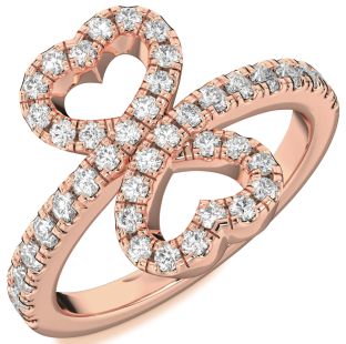Diamond Rose Gold Heart Pave Ring