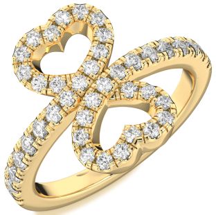 Diamond Gold Heart Pave Ring