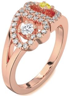 Diamond Rose Gold Heart Two Stone Promise Ring