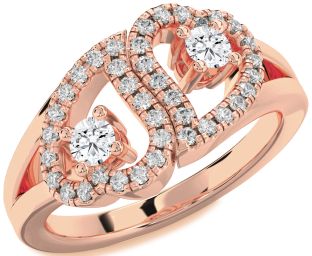 Diamond Rose Gold Heart Two Stone Ring