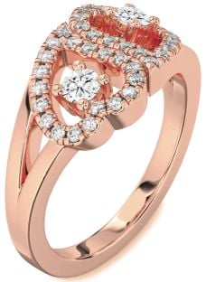 Diamond Rose Gold Heart Two Stone Ring