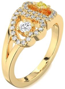 Diamond Gold Heart Two Stone Promise Ring