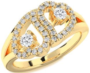 Diamond Gold Heart Two Stone Ring