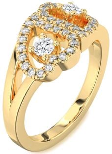 Diamond Gold Heart Two Stone Ring