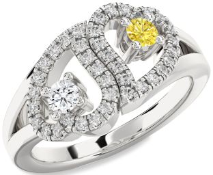 Diamond White Gold Heart Two Stone Promise Ring