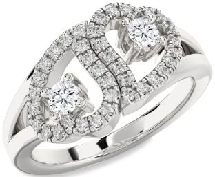 Diamond Platinum Heart Two Stone Ring
