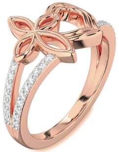 Diamond Rose Gold Heart Cross Ring