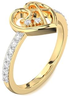 Diamond Gold Heart Cross Ring