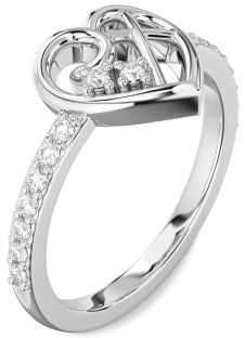 Diamond White Gold Heart Cross Ring