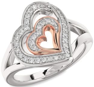 Diamond White Rose Gold Heart Ring