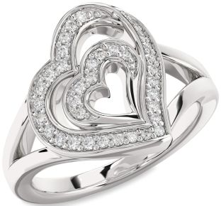 Diamond Platinum Heart Ring