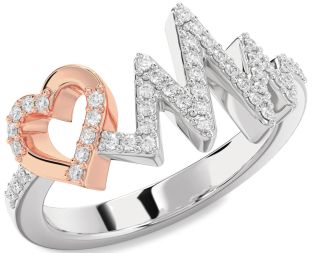 Diamond Platinum & Rose Gold Heart Ring
