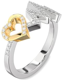 Diamond Silver & 10K gold Heart Ring